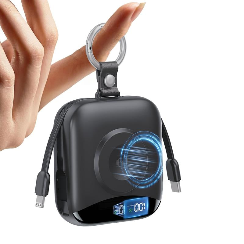 22.5W Fast Charging Portable Charger 10000Mah, Built-In Cables Mini Power Bank with LED Display, Keychain Travel Battery Pack for Iphone & Iwatch