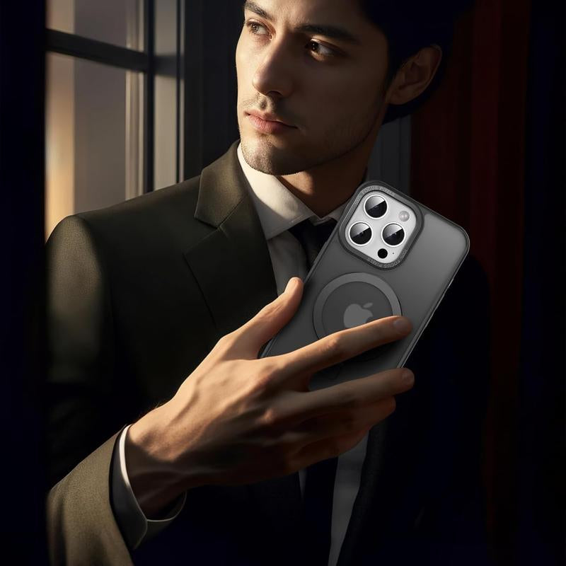 Magnetic Case for Iphone 16 15 14 13 Pro Max Case with Ring Stand Compatible with Magsafe Slim Translucent Matte Back Shockproof Phone Cover