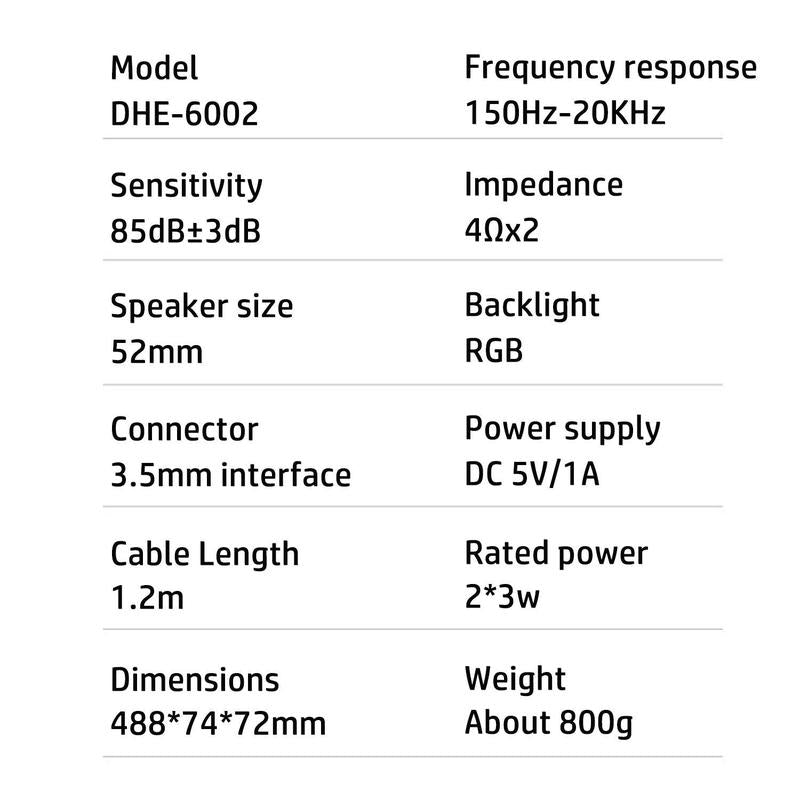 HP DHE-6002 Wired RGB Multimedia Speaker, PC Gaming Speakers, Long Desktop Speaker for Home & Office Computers, Best Christmas Gift for Girl, Electronic Gadgets
