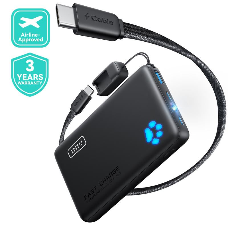 INIU Portable Charger, Ultra Slim 10000Mah 45W PD Power Bank USB C In&Out Fast Charging Battery Pack, Travel Essential Phone Powerbank Compatible with Iphone 17 16 15 14 13 12 Samsung S25 S24 Google Ipad Etc