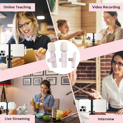 Wireless Lavalier Microphone for Iphone/Smartphone, 2 Mini Lapel Microphones with Clearer Audio for Video