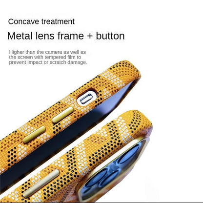 Magsafe Leather Magnetic Protective Case for Iphone 17 Pro Max Trendy Shockproof Cover with Microfiber Lining & Elegant Patterns Ultra Thin Durable Stylish Protection Black Metal Finish Smartphone Casing