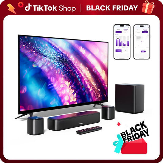 ULTIMEA Aura A30 5.1-Channel Sound Bar System: Subwoofer, 2 Surround Speakers, Bluetooth. Ideal for Home Theater, TV. Springtok Entry-Level