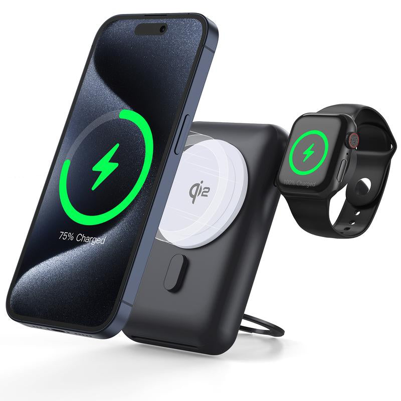Qi2 10000Mah MAGNETIC POWER BANK, 15W Bracket Ultra-Fast Charging,Sanity Charger,Magnetic Power Bank,Magnetic Phone Charger, Power Bank,2 Chargers 1 Phone, Foldable Charger Stand, Wireless Charger,Charging Pad, Slim Magsafe Wireless Charger, Cellura Re,