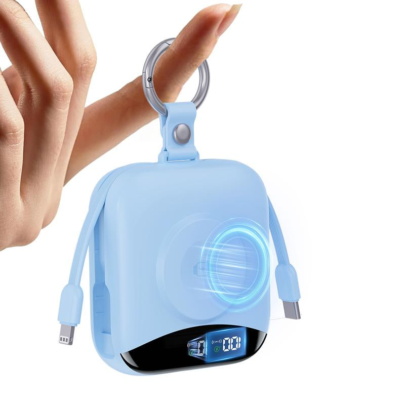 22.5W Fast Charging Portable Charger 10000Mah, Built-In Cables Mini Power Bank with LED Display, Keychain Travel Battery Pack for Iphone & Iwatch