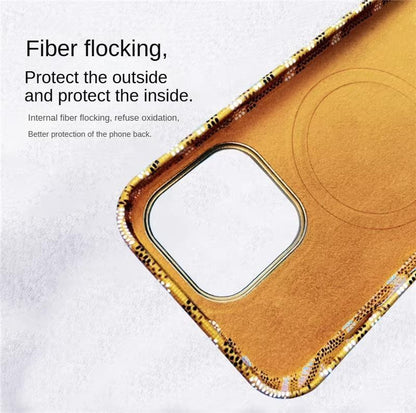 Magsafe Leather Magnetic Protective Case for Iphone 17 Pro Max Trendy Shockproof Cover with Microfiber Lining & Elegant Patterns Ultra Thin Durable Stylish Protection Black Metal Finish Smartphone Casing