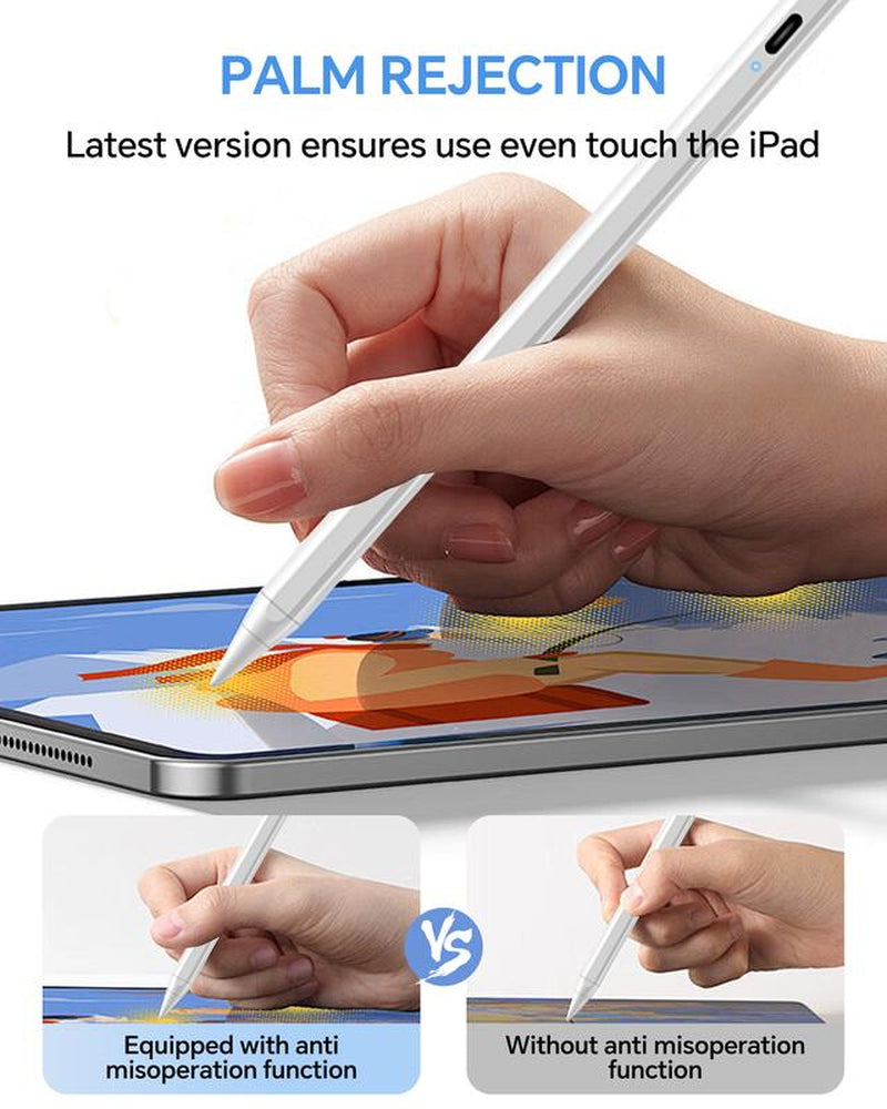 Stylus Pen for Ipad 2018-2024 Models with 3X Faster Charge Tilt Sensitivity Palm Rejection Ergonomic Magnetic Wireless Charging Compatible with Ipad Pro Air Mini Tablet Tiktokshopblackfriday