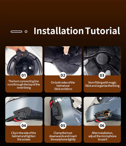 3D Surround Heavy Bass Motorcycle Helmet Headset Stereo Bluetooth Hands Free Call IPX7 Waterproof with Tri-Color Ambient Light