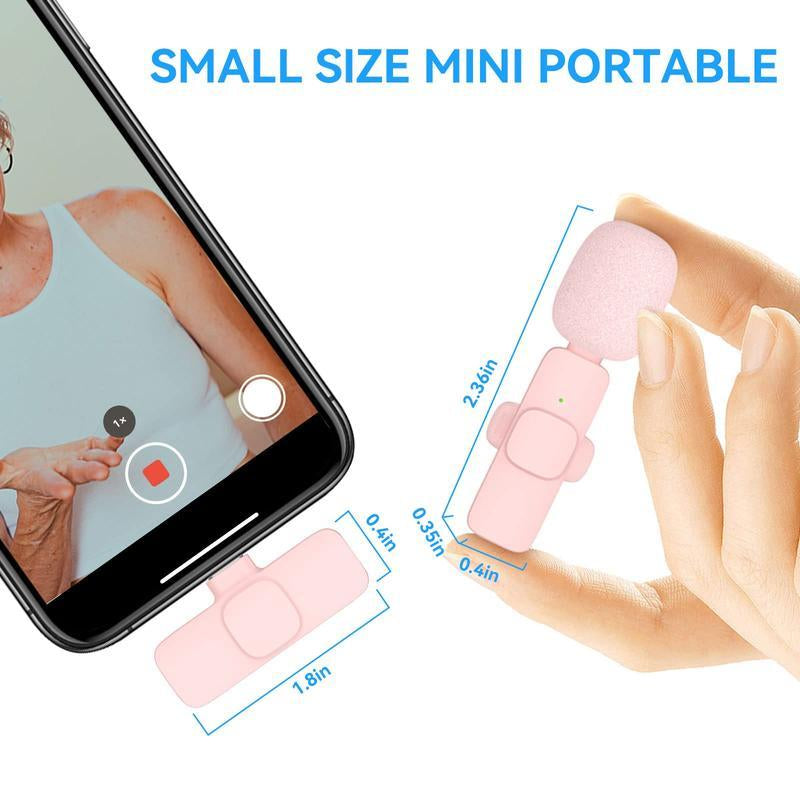 Wireless Lavalier Microphone for Iphone/Smartphone, 2 Mini Lapel Microphones with Clearer Audio for Video
