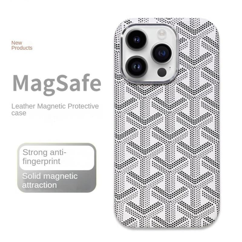 Magsafe Leather Magnetic Protective Case for Iphone 17 Pro Max Trendy Shockproof Cover with Microfiber Lining & Elegant Patterns Ultra Thin Durable Stylish Protection Black Metal Finish Smartphone Casing