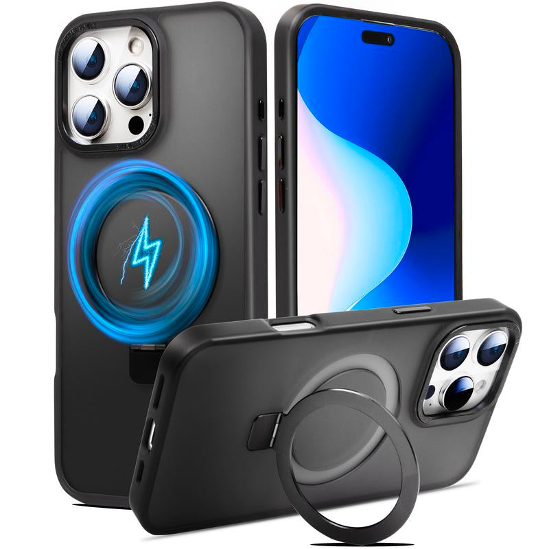 Magnetic Case for Iphone 16 15 14 13 Pro Max Case with Ring Stand Compatible with Magsafe Slim Translucent Matte Back Shockproof Phone Cover