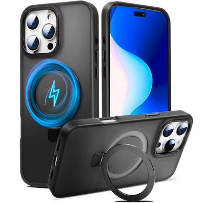 Magnetic Case for Iphone 16 15 14 13 Pro Max Case with Ring Stand Compatible with Magsafe Slim Translucent Matte Back Shockproof Phone Cover