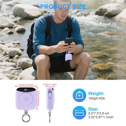 22.5W Fast Charging Portable Charger 10000Mah, Built-In Cables Mini Power Bank with LED Display, Keychain Travel Battery Pack for Iphone & Iwatch