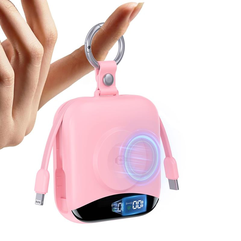 22.5W Fast Charging Portable Charger 10000Mah, Built-In Cables Mini Power Bank with LED Display, Keychain Travel Battery Pack for Iphone & Iwatch