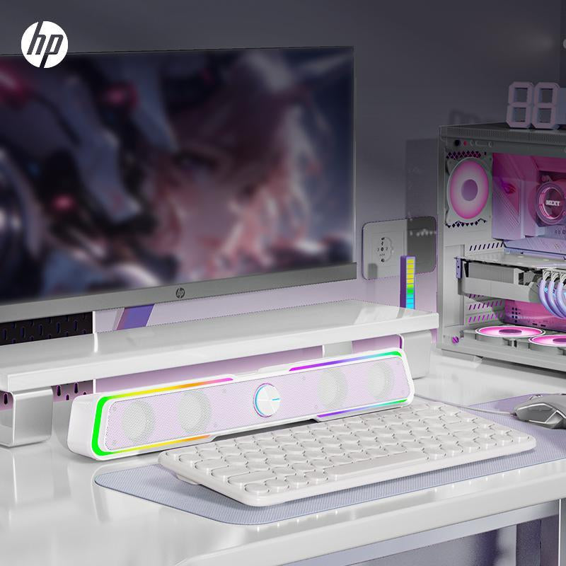 HP DHE-6002 Wired RGB Multimedia Speaker, PC Gaming Speakers, Long Desktop Speaker for Home & Office Computers, Best Christmas Gift for Girl, Electronic Gadgets