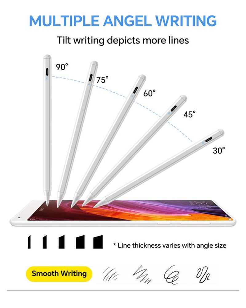 Stylus Pen for Ipad 2018-2024 Models with 3X Faster Charge Tilt Sensitivity Palm Rejection Ergonomic Magnetic Wireless Charging Compatible with Ipad Pro Air Mini Tablet Tiktokshopblackfriday