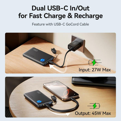 INIU Portable Charger, Ultra Slim 10000Mah 45W PD Power Bank USB C In&Out Fast Charging Battery Pack, Travel Essential Phone Powerbank Compatible with Iphone 17 16 15 14 13 12 Samsung S25 S24 Google Ipad Etc