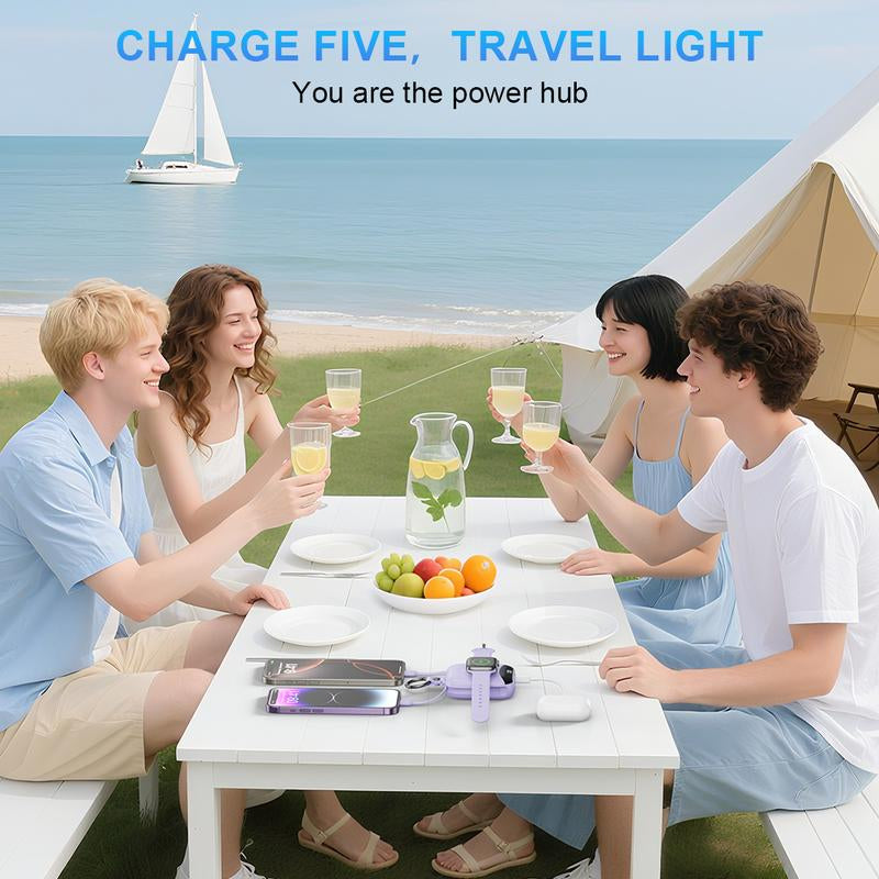 22.5W Fast Charging Portable Charger 10000Mah, Built-In Cables Mini Power Bank with LED Display, Keychain Travel Battery Pack for Iphone & Iwatch