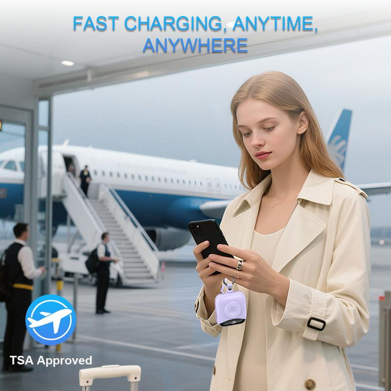 22.5W Fast Charging Portable Charger 10000Mah, Built-In Cables Mini Power Bank with LED Display, Keychain Travel Battery Pack for Iphone & Iwatch