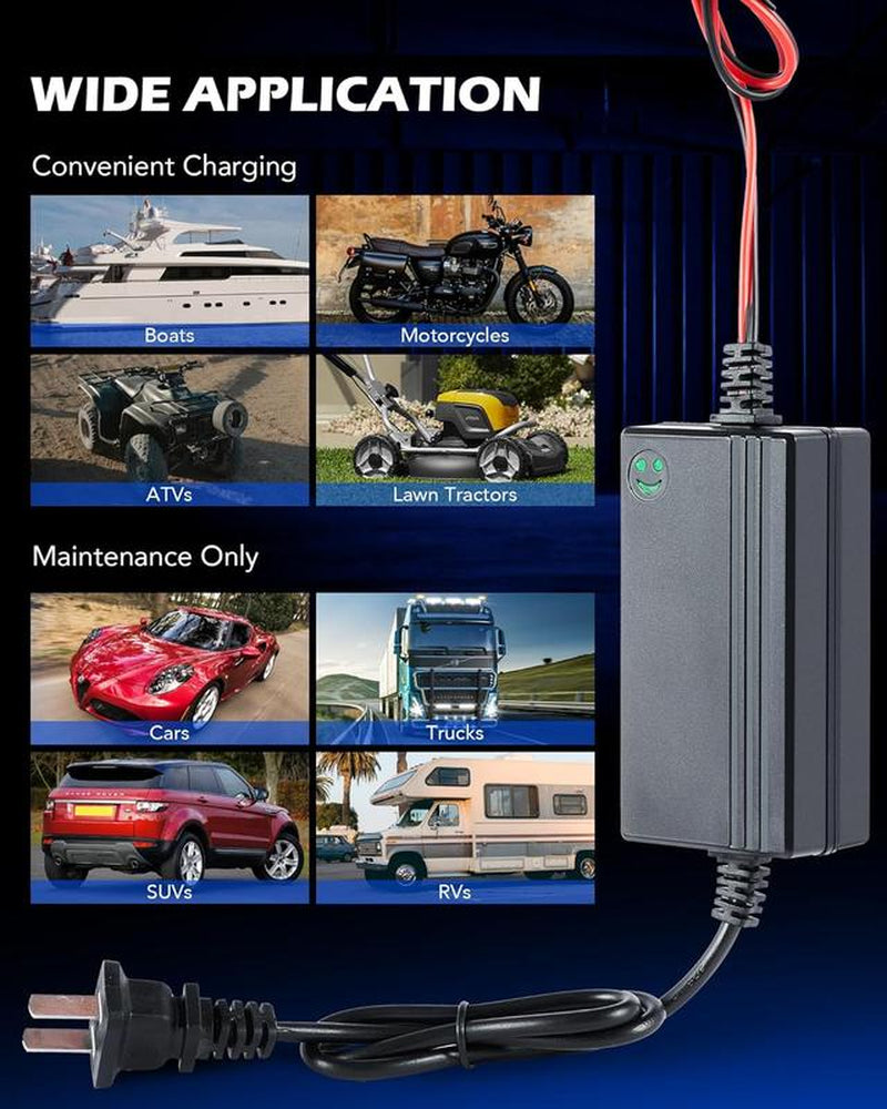 【Blackfriday】Orion Motor Tech 1/2PC 12V Battery Charger and Maintainer, Trickle Charger for Charging Boats Motorcycles Atvs Riding Mowers & Car Truck SUV RV Maintenance ,Repair Tool Kit,Home Car Repair, Limited Time Deal