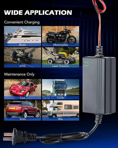 【Blackfriday】Orion Motor Tech 1/2PC 12V Battery Charger and Maintainer, Trickle Charger for Charging Boats Motorcycles Atvs Riding Mowers & Car Truck SUV RV Maintenance ,Repair Tool Kit,Home Car Repair, Limited Time Deal