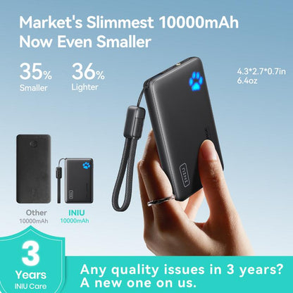 INIU Portable Charger, Ultra Slim 10000Mah 45W PD Power Bank USB C In&Out Fast Charging Battery Pack, Travel Essential Phone Powerbank Compatible with Iphone 17 16 15 14 13 12 Samsung S25 S24 Google Ipad Etc