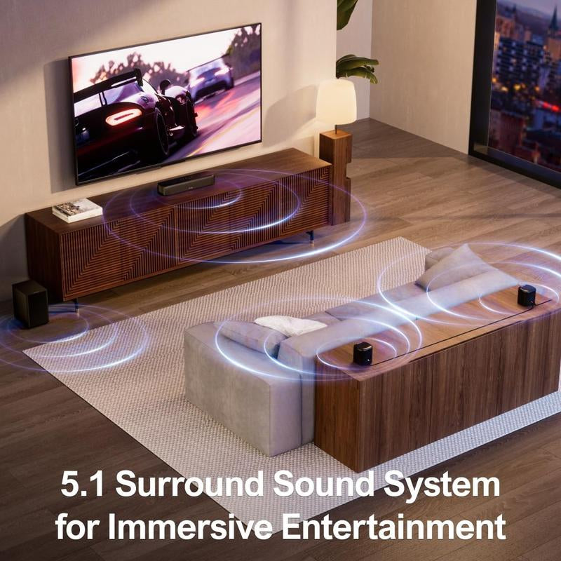ULTIMEA Aura A30 5.1-Channel Sound Bar System: Subwoofer, 2 Surround Speakers, Bluetooth. Ideal for Home Theater, TV. Springtok Entry-Level