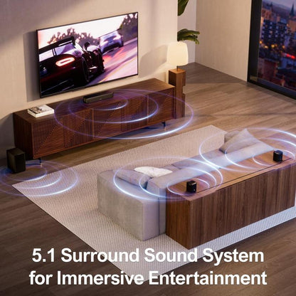 ULTIMEA Aura A30 5.1-Channel Sound Bar System: Subwoofer, 2 Surround Speakers, Bluetooth. Ideal for Home Theater, TV. Springtok Entry-Level