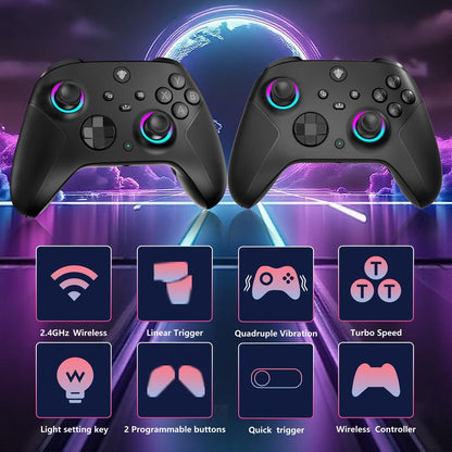 YUYIU Wireless Controller for Xbox Series X/S, Xbox One, Windows PC with 3.5Mm Audio Jack, 1000Mah Battery, Dual Vibration, Turbo, Programmable Joystick, RGB Lighting, Type-C Charging Cable, Obsidian Gaming Console