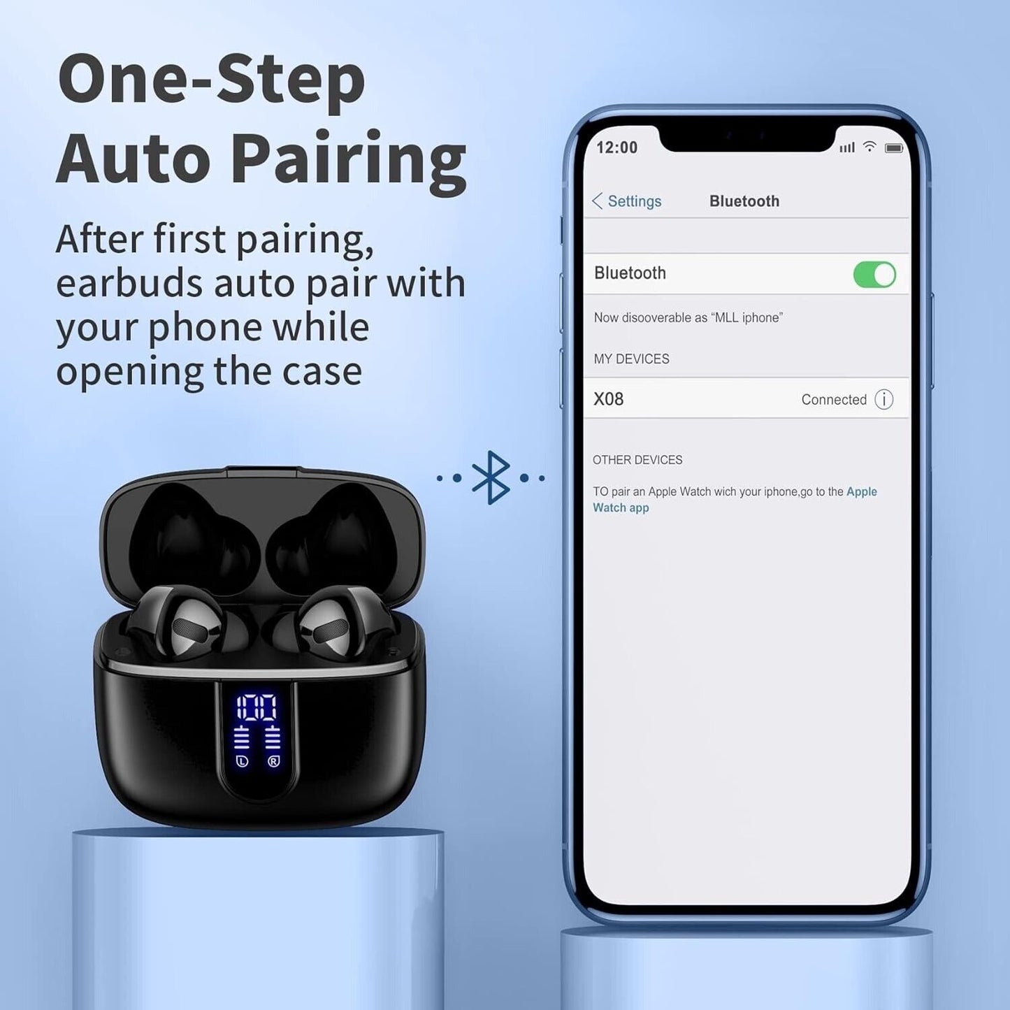 Wireless Earbuds Bluetooth 5.3 Headphones Waterproof Noise Cancelling