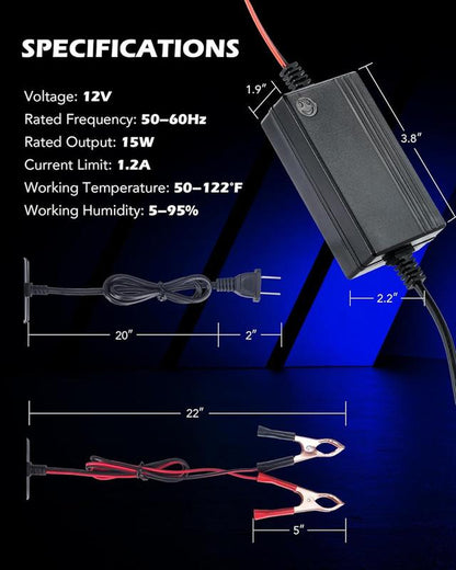 【Blackfriday】Orion Motor Tech 1/2PC 12V Battery Charger and Maintainer, Trickle Charger for Charging Boats Motorcycles Atvs Riding Mowers & Car Truck SUV RV Maintenance ,Repair Tool Kit,Home Car Repair, Limited Time Deal